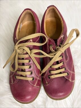 PORTOFINO Women's Burgundy Leather Lace-Up Casual Sneakers SIZE 36